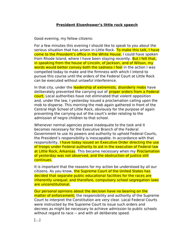 Little Rock Nine: Eisenhower’s Response