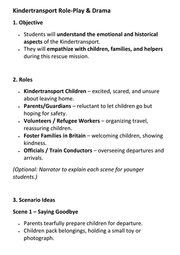Kindertransport Role-Play & Drama