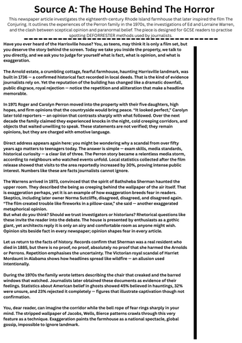 AQA GCSE English Language Paper 2 Practice Exam – The Conjuring House