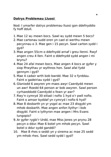 Datrys Problemau Geiriol Lluosi