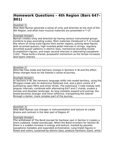 Michael Nyman - MGV PPT Analysis Resource with Homework and Example Answers