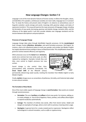 How language changes (A-Level English Language)