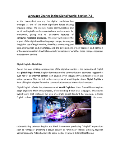 Language in the Digital World (A-Level English language)