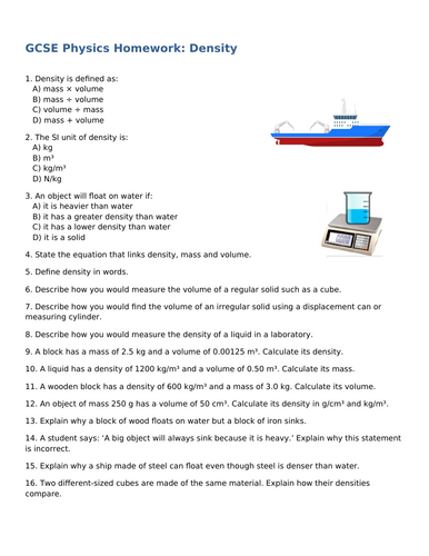 NEW (2016) AQA GCSE Physics - Density