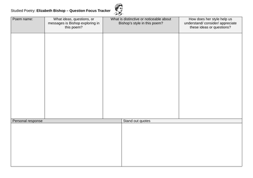 Elizabeth Bishop: LC Poetry - Question Focus Tracker
