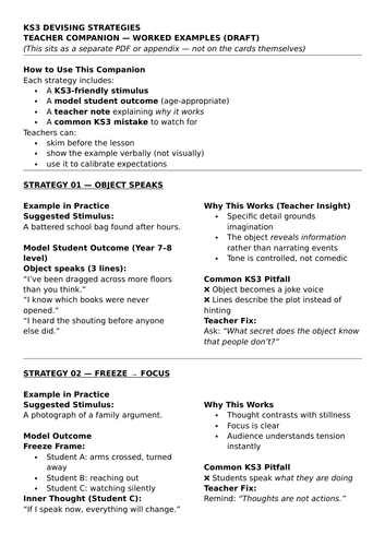 KS3 Drama Devising Strategies – Core Toolkit