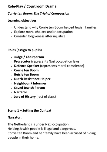Corrie ten Boom Role-Play - Courtroom Drama