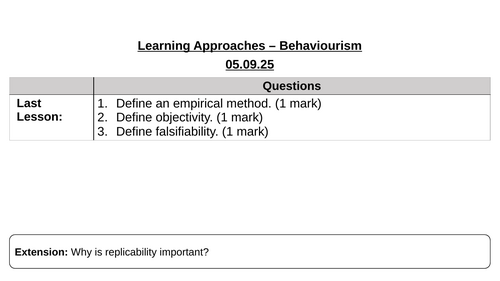 AQA A Level Psychology Approaches Lessons & Workbook - NEW SPEC (7182)/Teaching from 2025