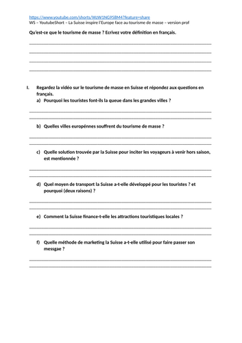 IB - Sharing the planet - L'environnement - Tourisme de masse en Suisse
