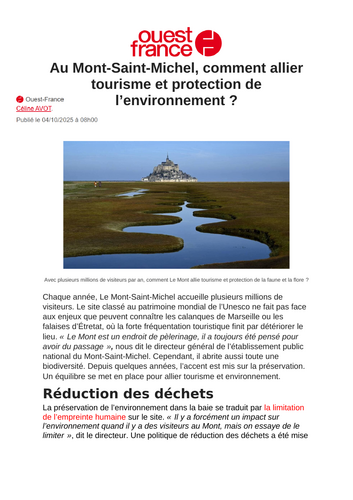 IB - Sharing the planet - L'environnement (le tourisme et environnement en Normandie)
