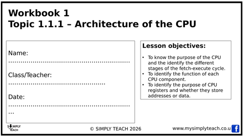 GCSE CS Workbook - Architecture of the CPU