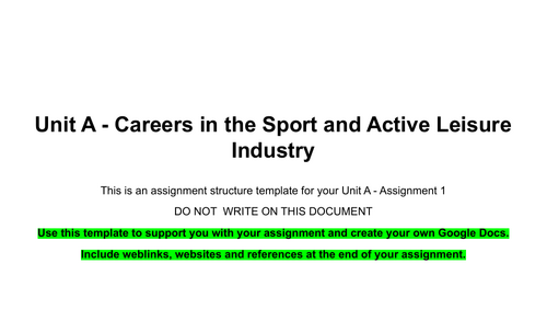 Pearson BTEC Level 3 Nationals in Sports Coaching - Unit A