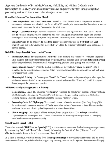 Piaget: Cognitive Theory & Language Lesson