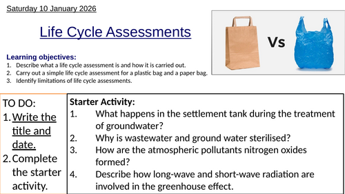 AQA GCSE Combined Science Chemistry: Life Cycle Assessments Complete Lesson