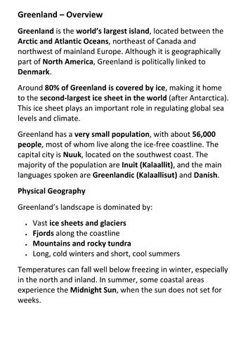 Greenland – Overview and Blank Map