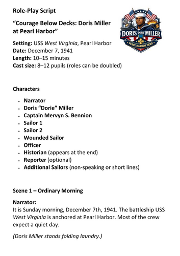 Doris Dorie Miller Role-Play Script