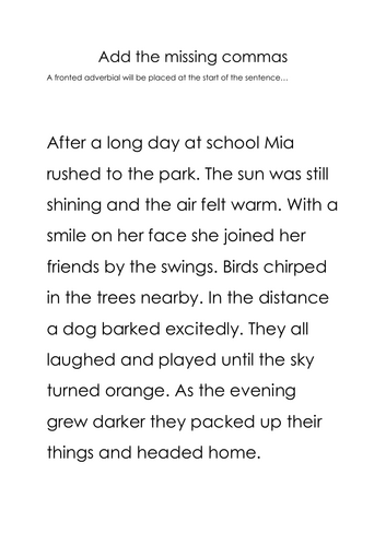 Fronted adverbials in paragraphs - adding commas to paragraph adverbials