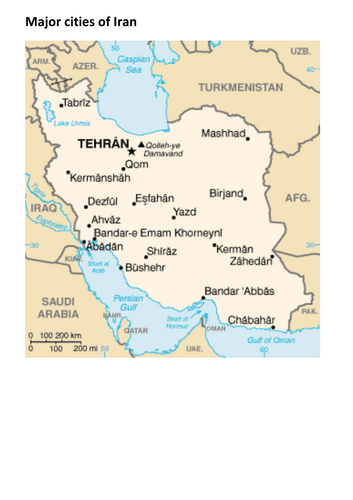 Major cities of Iran Map