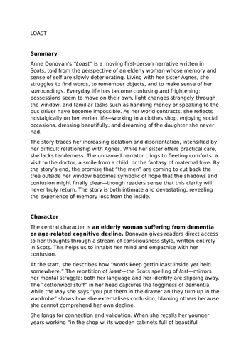 Anne Donovan National 5 Scottish Set Text Study Notes