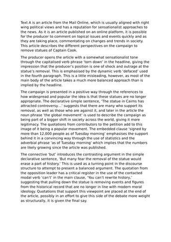 Example essays English Language Paper 1 (AQA A Level Past Paper 2025)