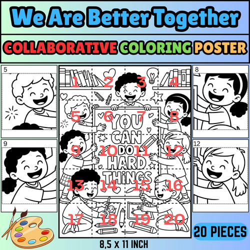 Collaborative Coloring Poster: You Can Do Hard Things - Team Activity (PDF Download)