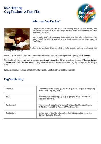KS2 History - Guy Fawkes Activity Pack