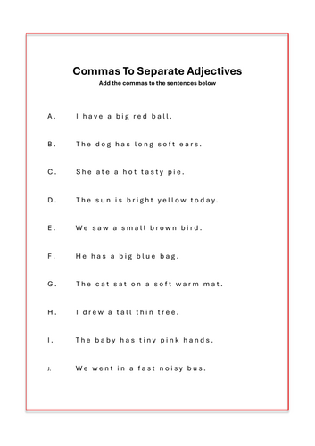 Expanded Noun Phrases – Adding Commas Between Adjectives