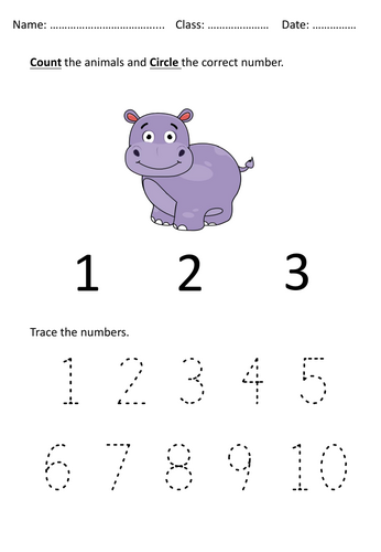 Count and Trace Numbers 1–3 | EYFS Math Worksheets | Preschool Counting