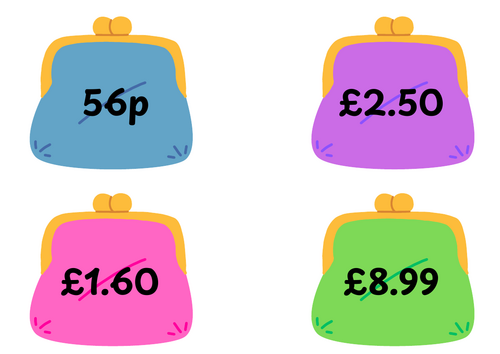 Money Amount Purses (Mixed amounts up to £20)