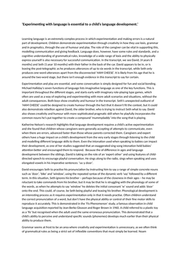 Child Language Acquisition Example Essay (2025 Past Paper)