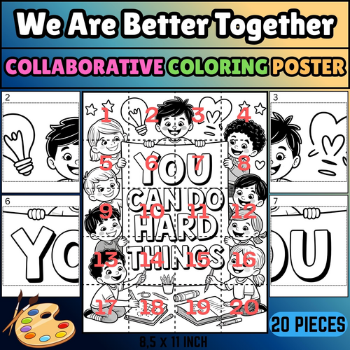 Growth Mindset Poster Collaborative Coloring Puzzle