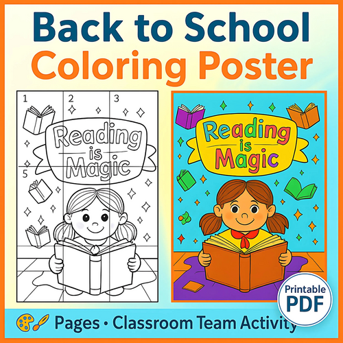 Reading is Magic Collaborative Coloring Poster: Classroom Team Activity