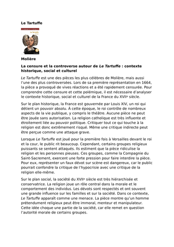 Le Tartuffe by Molière – Censorship and Controversy
