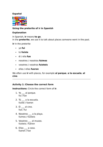 Viva 2 - Module 1 - Preterite of ir