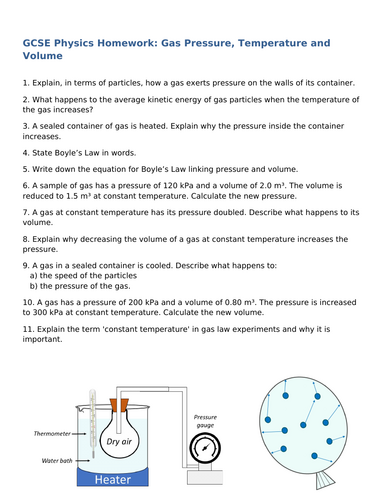 NEW AQA GCSE (2016) - Gas Pressure - Temperature and Volume Homework