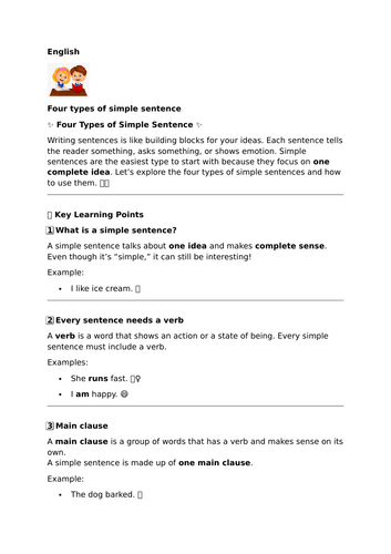 Statements, Questions, Commands and Exclamations