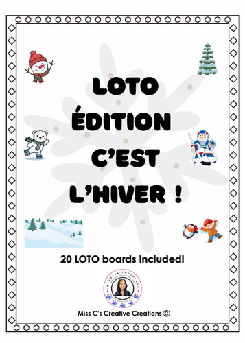 FRENCH Bingo (Winter words edition) - Jeu de LOTO (C'est l'hiver !)