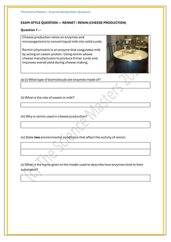 Senior Cycle Biology 2025 Specification: Enzyme Exam Practice Pack