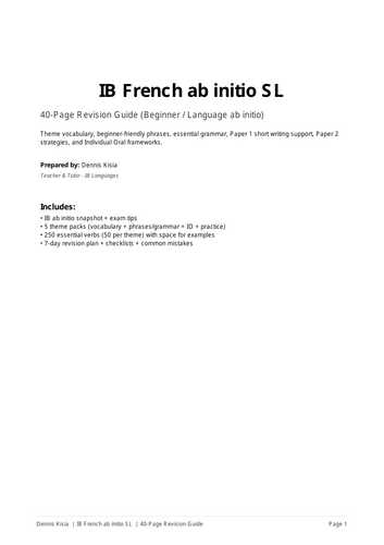 FRENCH AB INITIO COMPRHENSIVE REVISION