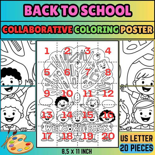 Back to School Tree Collaborative Coloring Poster: Classroom Icebreaker