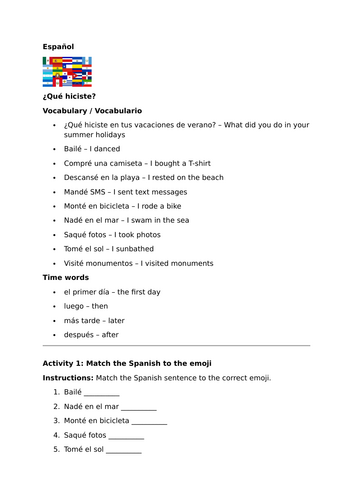 ¿Qué hiciste? – Past tense activities in the holidays