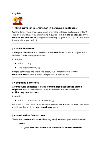 Three Ways for Co-ordination in Compound Sentences