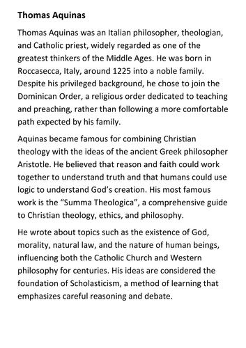 Thomas Aquinas Handout