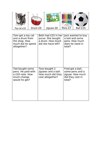 Y2 Word Problems Addition and Subtraction