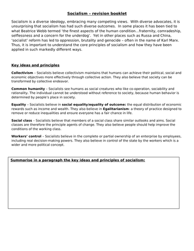 AQA 7152/3 - Socialism revision booklet