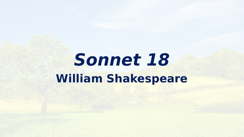 'Sonnet 18' William Shakespeare - CAIE IGCSE English Literature - Songs of Ourselves 2026