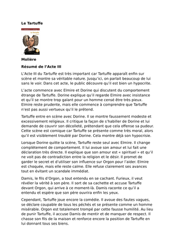 Le Tartuffe by Molière – Summary and Analysis of Act III