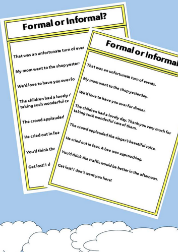 Formal and informal sentences - Identifying