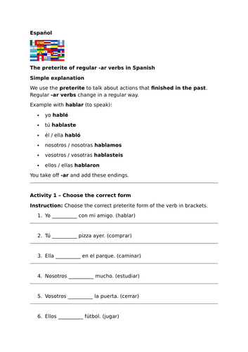 The Preterite of Regular -ar Verbs