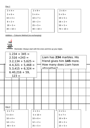 Year 5 Catch Up Maths Booklet